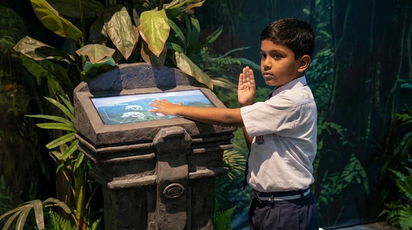 Boy Taking a Pledge at CommitHub Kiosk